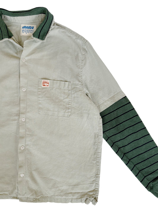 CONTRAST SLEEVE BUTTON UP