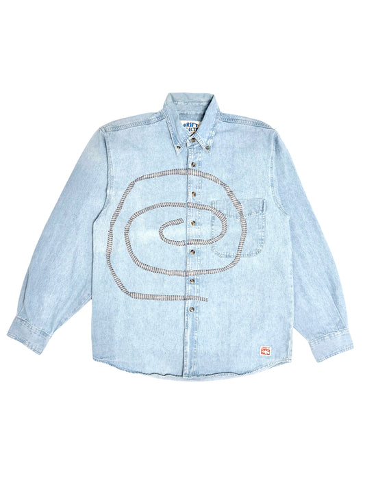 SPIRAL DENIM BUTTON UP
