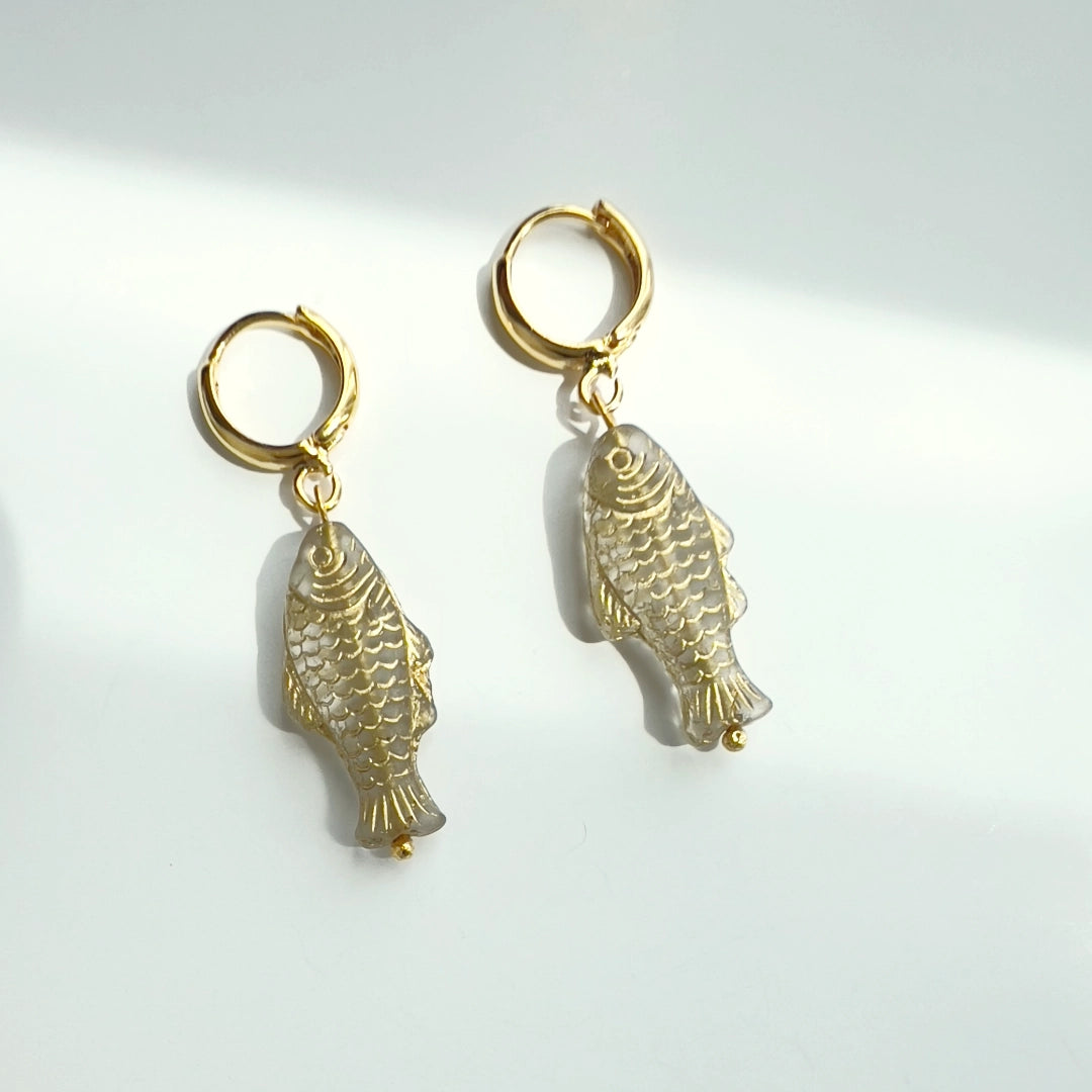 CLEAR N' GOLD SARDINE EARRINGS