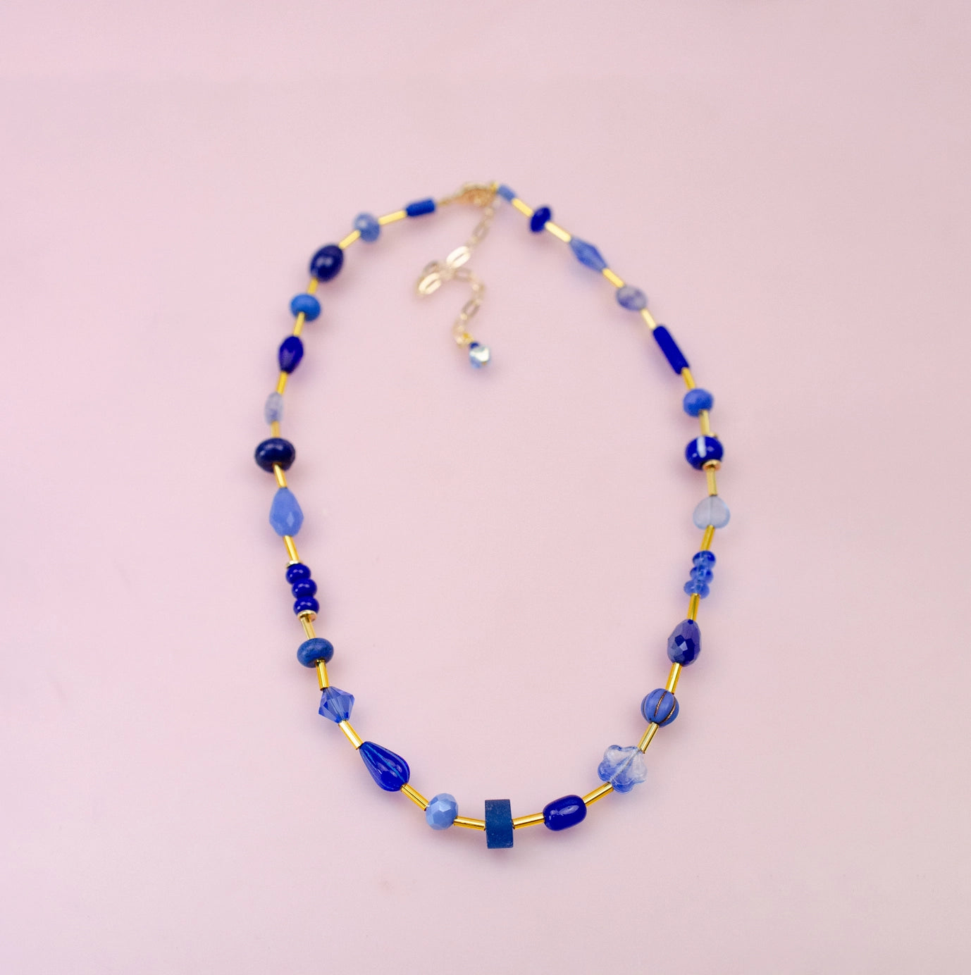 BLUE GEMSTONE BEADED NECKLACE