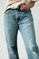 SILVER GROMMET JEANS