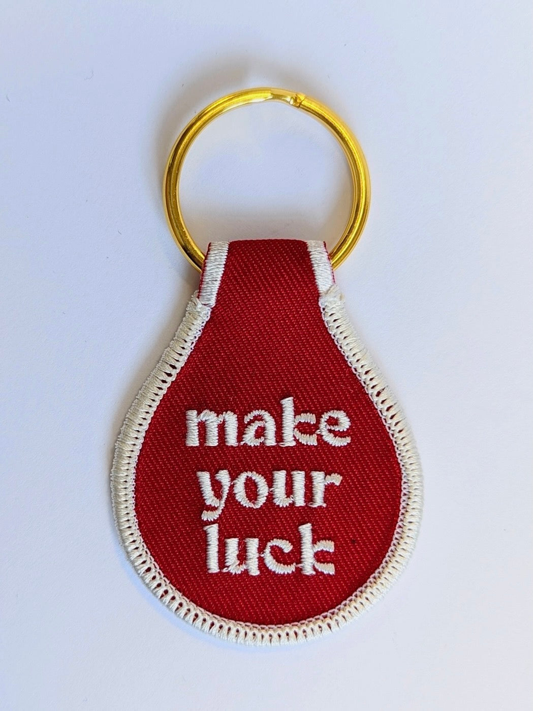 MAKE YOUR LUCK EMBROIDERED KEYCHAIN