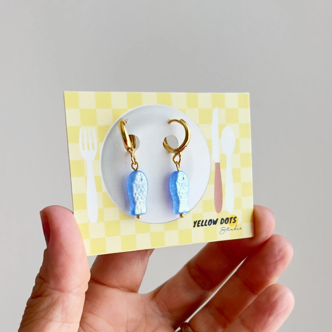 MINI BLUE SARDINE EARRINGS