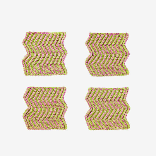 CHEVRON RAFFIA COASTER SET